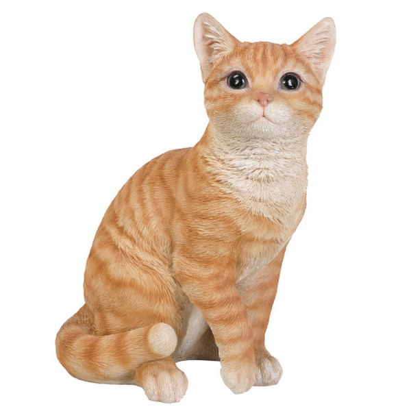 Orange Tabby Cat Sculpture Realistic Figurine Feline Decoration